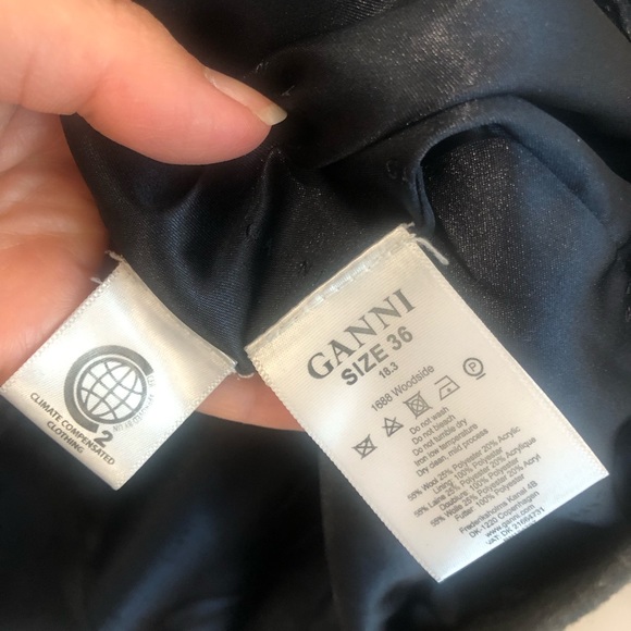 Ganni Woodside Checked Wool Blend Blazer Women’s Grey US 4 Jacket 2 Buttons - Picture 4 of 13